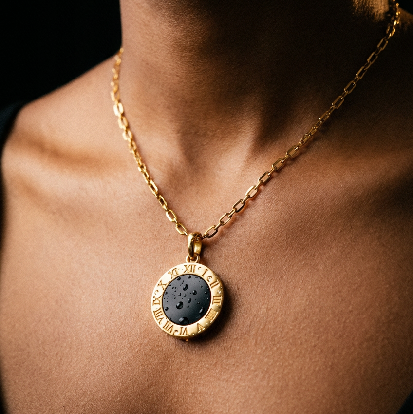 Vintage Roman Black Disc Necklace