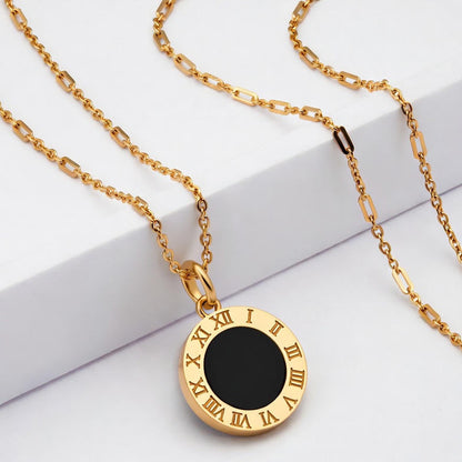 Vintage Roman Black Disc Necklace