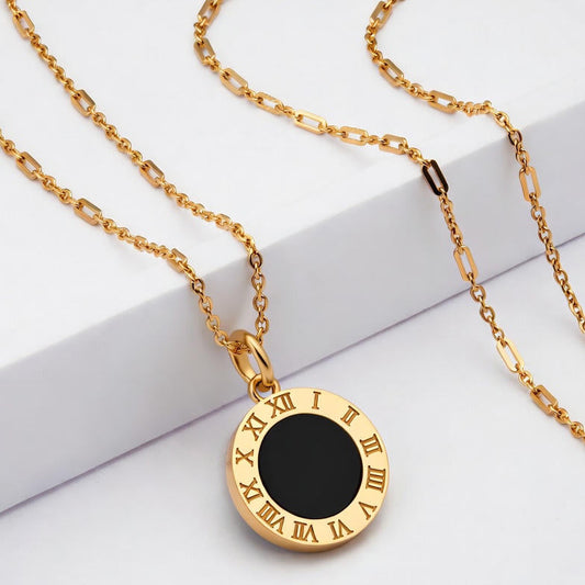 Vintage Roman Black Disc Necklace