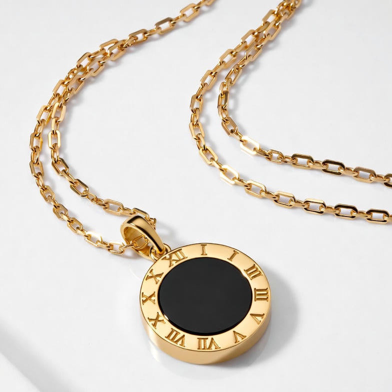 Vintage Roman Black Disc Necklace