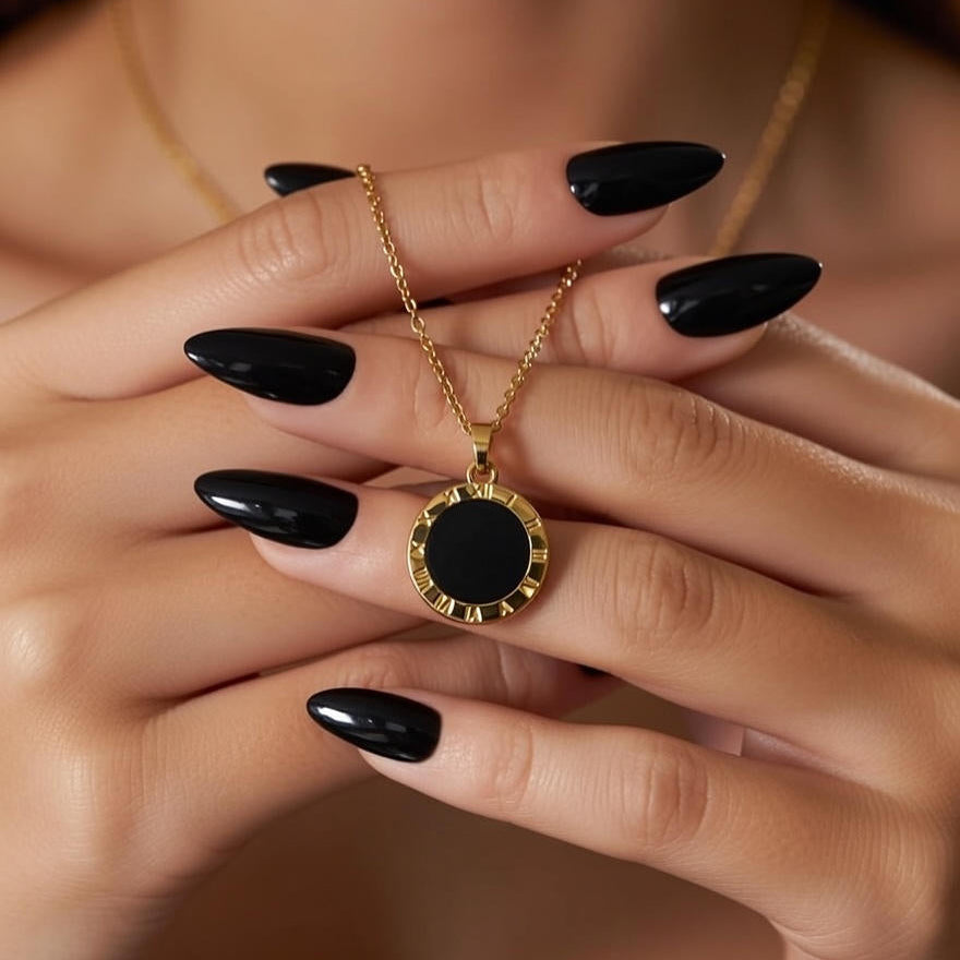 Vintage Roman Black Disc Necklace